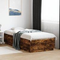 Berkfield Home Bed Frame with LED without Mattress Smoked Oak 90x200 cm in Brown