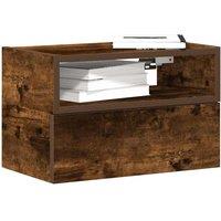 Berkfield Home Wall-mounted Bedside Cabinet Smoked Oak 45x26x28.5 cm in Brown