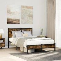 Berkfield Home Metal Bed Frame without Mattress Smoked Oak 120x200 cm in Brown | Size: Small Double