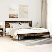 Berkfield Home Metal Bed Frame without Mattress Smoked Oak 180x200 cm Super King in Brown