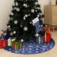 Berkfield Home Luxury Christmas Tree Skirt with Sock Blue 122 cm Fabric