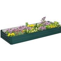 OUTSUNNY Galvanised Raised Garden Bed Metal Planter Box with Open Bottom in Green