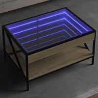 Berkfield Home Coffee Table with Infinity LED Sonoma Oak 70x50x38 cm in Brown | Size: 70 x 50 x 38 cm