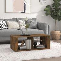 Berkfield Home Coffee Table Smoked Oak 100x50x36 cm Engineered Wood in Brown | Size: 100 x 50 x 36 cm
