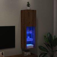Berkfield Home TV Cabinet with LED Lights Artisian Oak 30.5x30x102 cm in Brown