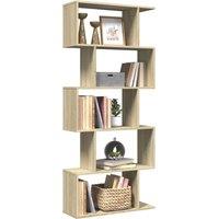 Berkfield Home Room Divider Bookcase 5-Tier Sonoma Oak 70x24x161 cm Engineered Wood in Brown | Size: 70 x 24 x 161 cm