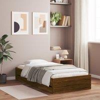 Berkfield Home Bed Frame with Drawers without Mattress Brown Oak 90x190 cm Single