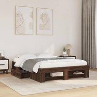 Berkfield Home Bed Frame without Mattress Brown Oak 140x190 cm Engineered Wood