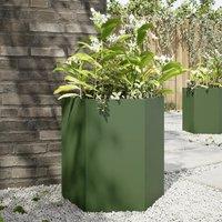 Garden Planter Olive Green Hexagon 46x40x45 cm Steel