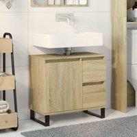 Berkfield Home Bathroom Cabinet Sonoma Oak 65x33x60 cm Engineered Wood in Brown | Size: 65 x 33 x 60 cm