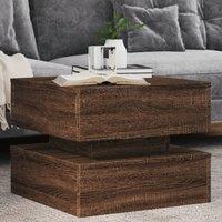 Berkfield Home Coffee Table with LED Lights Brown Oak 50x50x40 cm | Size: 50 x 50 x 40 cm