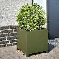 Berkfield Home Garden Planter Olive Green 40x40x40 cm Steel | Size: 40 x 40 x 40 cm