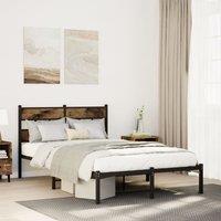 Berkfield Home Metal Bed Frame without Mattress Smoked Oak 120x190 cm Small Double in Brown