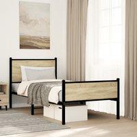 Berkfield Home Metal Bed Frame without Mattress Sonoma Oak 90x190 cm Single in Brown
