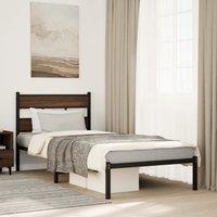 Berkfield Home Bed Frame without Mattress with Headboard Brown Oak 100x190 cm