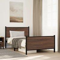 Berkfield Home Metal Bed Frame without Mattress Brown Oak 100x200 cm
