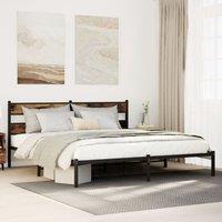 Berkfield Home Metal Bed Frame without Mattress Smoked Oak 180x200 cm Super King in Brown