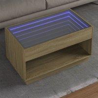 Berkfield Home Coffee Table with Infinity LED Sonoma Oak 90x50x50 cm in Brown | Size: 90 x 50 x 50 cm
