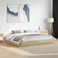 Berkfield Home Bed Frame with LED without Mattress Sonoma Oak 180x200 cm Super King in Brown