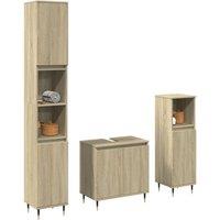 Berkfield Home 3 Piece Bathroom Furniture Set Sonoma Oak Engineered Wood in Brown