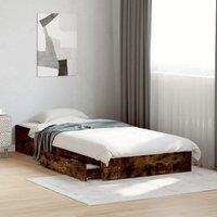 Berkfield Home Bed Frame with Drawers without Mattress Smoked Oak 100x200 cm in Brown