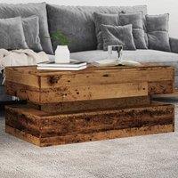Berkfield Home Coffee Table with LED Lights Old Wood 90x50x40 cm in Brown | Size: 90 x 50 x 40 cm
