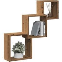 Berkfield Home Wall Cube Shelves Artisan Oak 68x15x68 cm Engineered Wood in Brown | Size: 68 x 15 x 68 cm