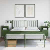 Berkfield Home Bedside Cabinets 2 pcs Olive Green 36x39x68 cm Steel | Size: 36 x 39 x 68 cm