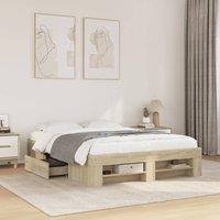 Berkfield Home Bed Frame without Mattress Sonoma Oak 120x190 cm Small Double Engineered Wood in Brown