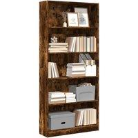 Berkfield Home Bookcase Smoked Oak 80x24x176 cm Engineered Wood in Brown | Size: 80 x 24 x 176 cm