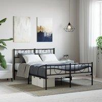 Berkfield Home Metal Bed Frame with Headboard & Footboard Black 120x190 cm Small Double
