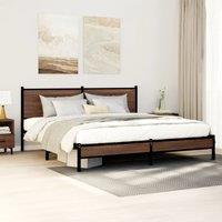 Berkfield Home Metal Bed Frame without Mattress Brown Oak 180x200 cm Super King