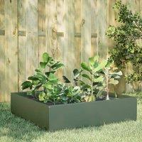 Berkfield Home Garden Raised Bed Olive green 100x100x25 cm Steel | Size: 100 x 100 x 25 cm