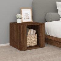 Berkfield Home Bedside Table Brown Oak 41x40x36 cm Engineered Wood | Size: 41 x 40 x 36 cm