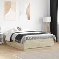 Berkfield Home Bed Frame with LED without Mattress Sonoma Oak 120x190 cm Small Double in Brown