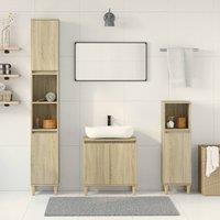 Berkfield Home 3 Piece Bathroom Furniture Set Sonoma Oak Engineered Wood in Brown