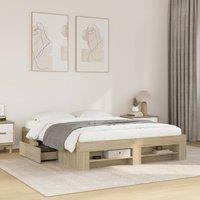 Berkfield Home Bed Frame without Mattress Sonoma Oak 160x200 cm Engineered Wood in Brown