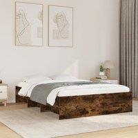 Berkfield Home Bed Frame without Mattress Smoked Oak 120x200 cm Engineered Wood in Brown | Size: Small Double
