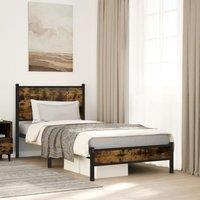 Metal Bed Frame without Mattress Smoked Oak 75x190 cm Small Single
