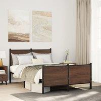 Berkfield Home Metal Bed Frame without Mattress Brown Oak 120x200 cm | Size: Small Double