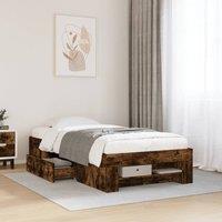 Berkfield Home Bed Frame without Mattress Smoked Oak 90x200 cm Engineered Wood in Brown