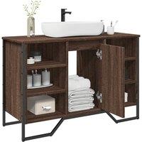 Berkfield Home Bathroom Sink Cabinet Brown Oak 91x35x60 cm Engineered Wood | Size: 91 x 35 x 60 cm