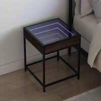 Berkfield Home Bedside Table with Infinity LED Brown Oak 40x40x51 cm | Size: 40 x 40 x 51 cm