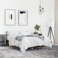 Berkfield Home Bed Frame without Mattress Smoked Oak 140x190 cm in Brown
