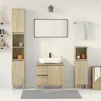 Berkfield Home 3 Piece Bathroom Furniture Set Sonoma Oak Engineered Wood in Brown