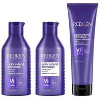 Redken Color Extend Blondage Shampoo, Conditioner 300ml & Anti-Brass Mask 250ml Pack in Clear
