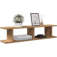 Berkfield Home Wall Shelves 2 pcs Artisan Oak 90x18x20 cm Engineered Wood in Brown | Size: 90 x 18 x 20 cm