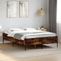 Berkfield Home Bed Frame without Mattress Smoked Oak 140x190 cm in Brown