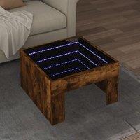 Berkfield Home Coffee Table with Infinity LED Smoked Oak 50x50x30 cm in Brown | Size: 50 x 50 x 30 cm