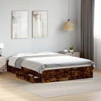 Berkfield Home Bed Frame with Drawers without Mattress Smoked Oak 120x200 cm in Brown | Size: Small Double